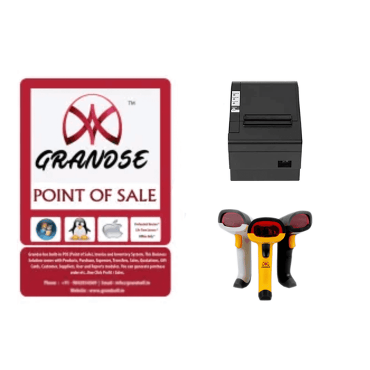Grandse POS billing Software + Barcode Scanner + 80mm Thermal Printer | Supermarket & Retail Billing Bundle - Grandsell